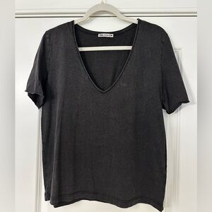Zara Charcoal/ Washed Black Crew Neck Top